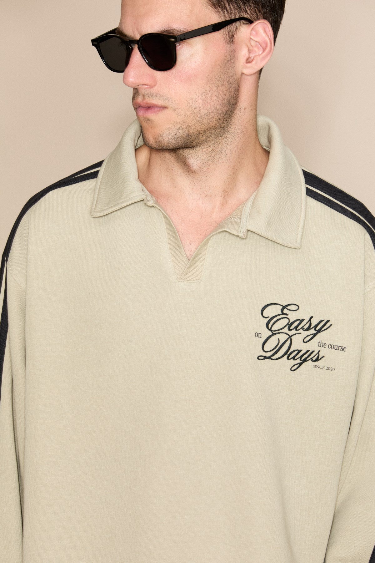 GRIMELANGE ELBRUS Herren Gestreiftes Sweatshirt Taupe