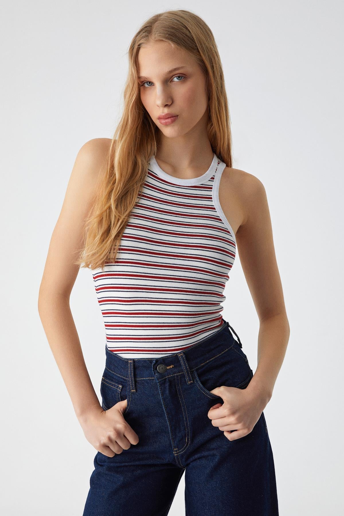 ETHIQUET ELDANR Damen Slim Tanktop bedruckt Weiß