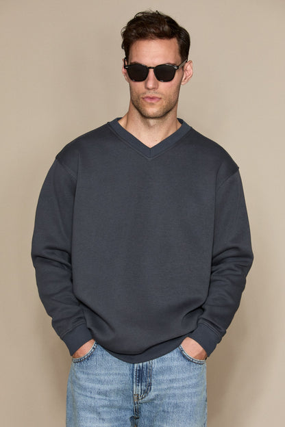 ELION Herren Sweatshirt mit V-Ausschnitt