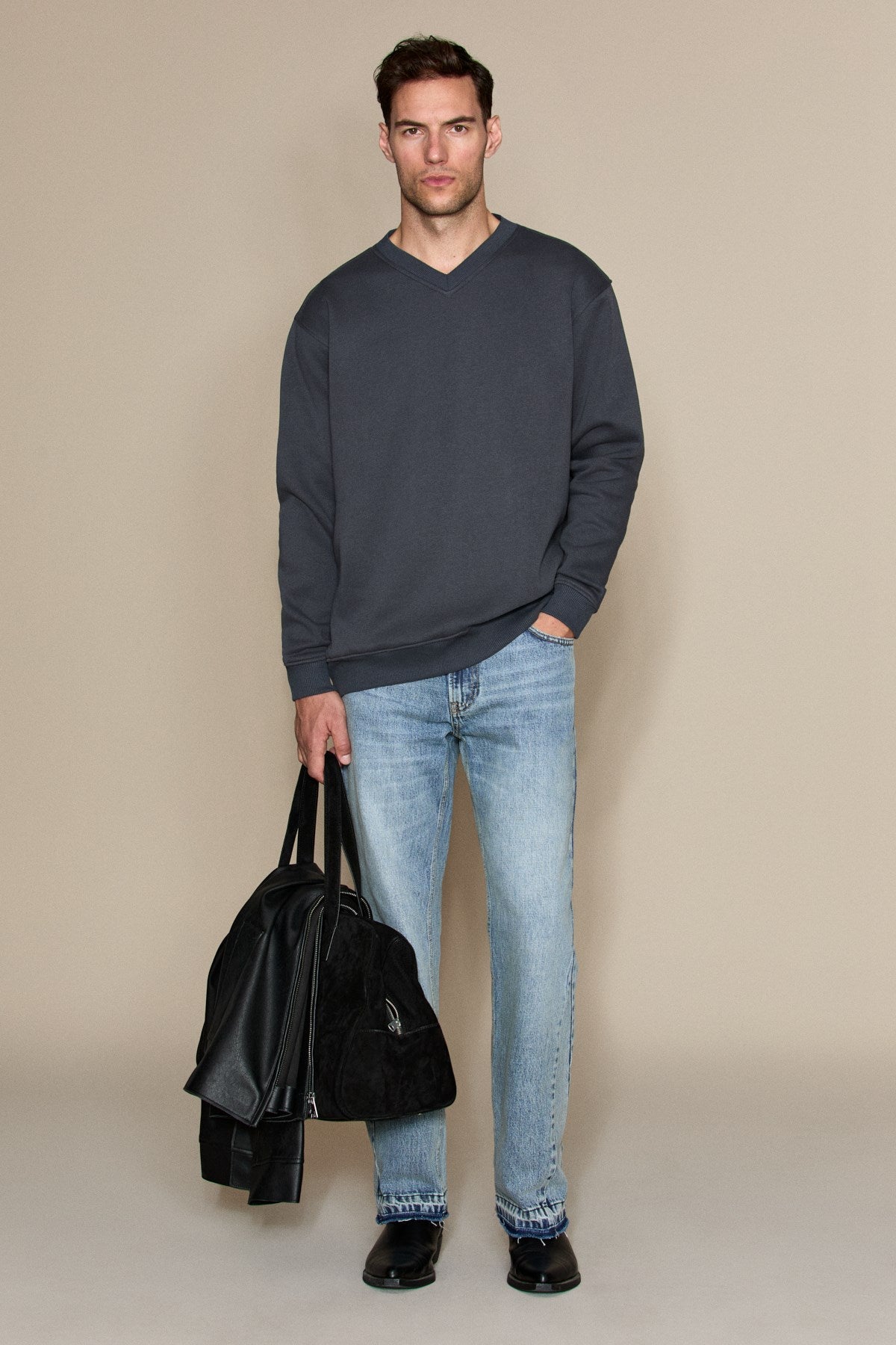 ELION Herren Sweatshirt mit V-Ausschnitt