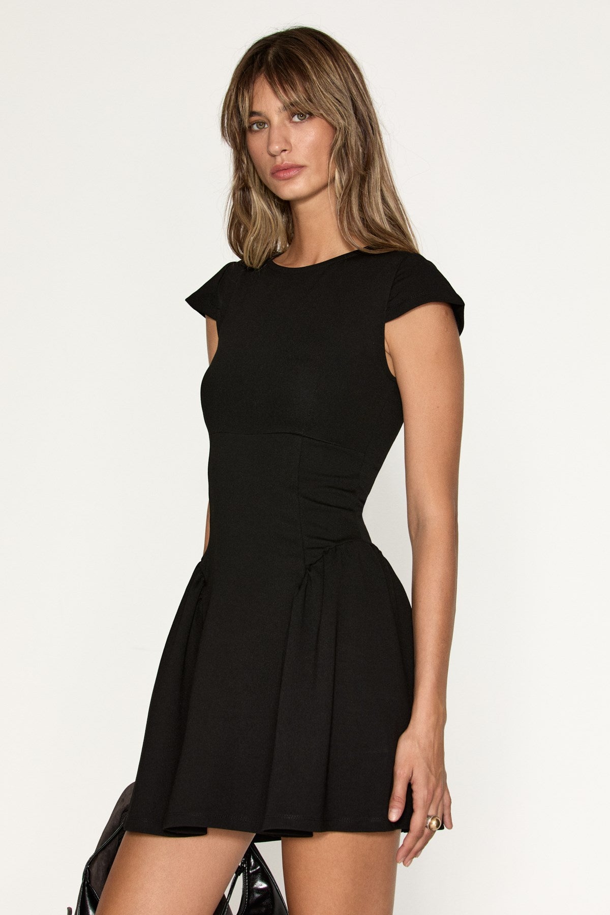 GRIMELANGE ELQUI Damen Mini-Kleid mit Volant Schwarz