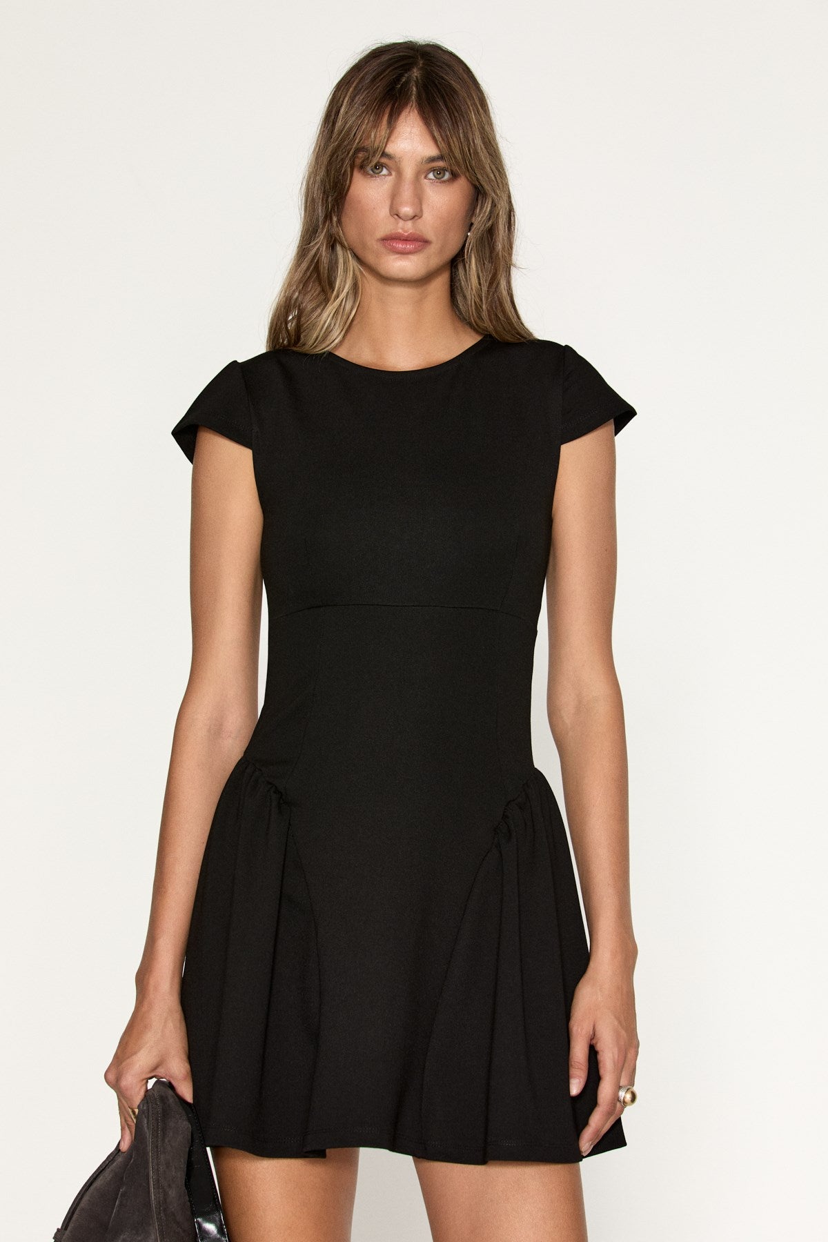 GRIMELANGE ELQUI Damen Mini-Kleid mit Volant Schwarz