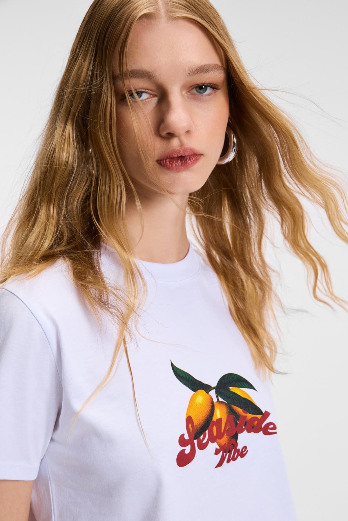 ETHIQUET ELVERA Damen Baumwoll-Print-Shirt Weiß