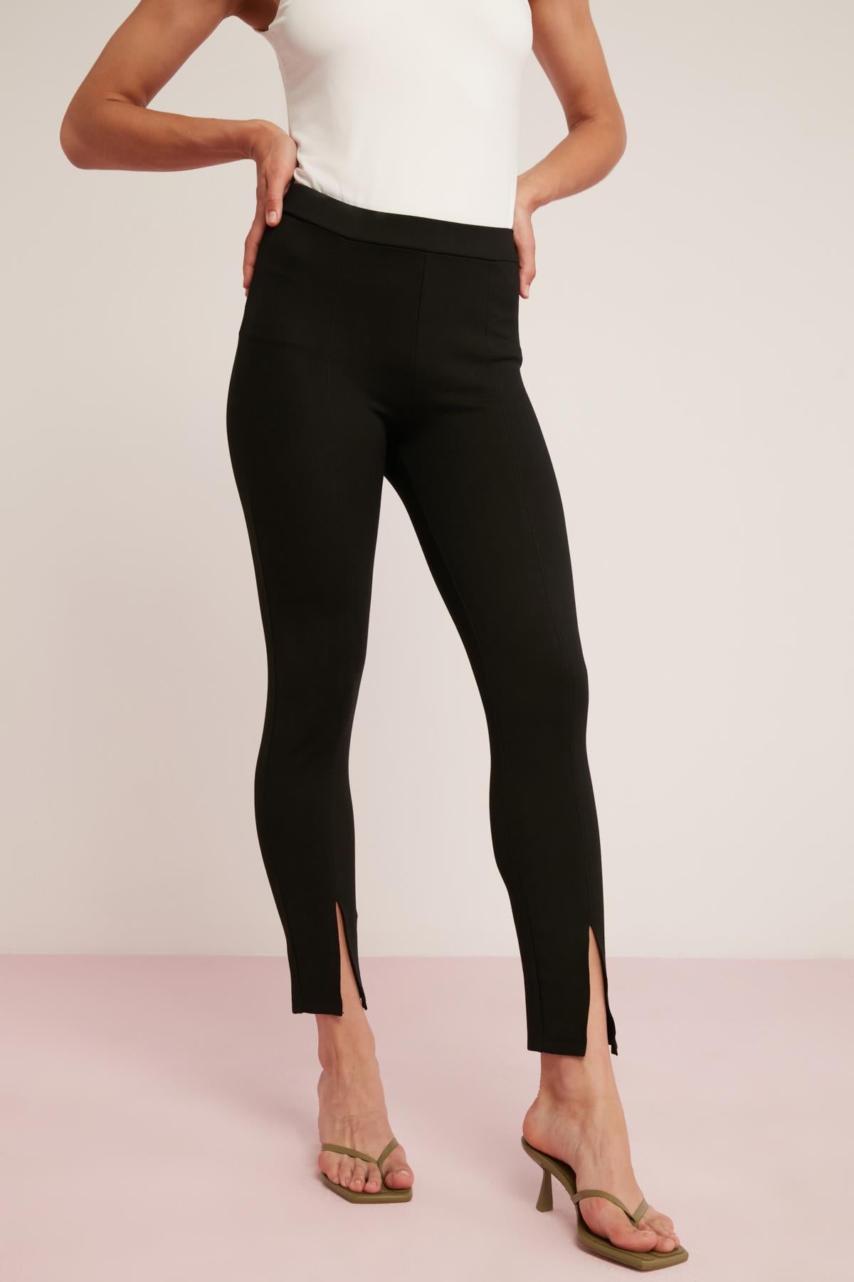 ELVIRA Damen Rippen Schlitz-Leggings