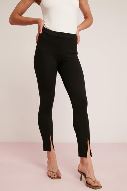 ELVIRA Damen Rippen Schlitz-Leggings