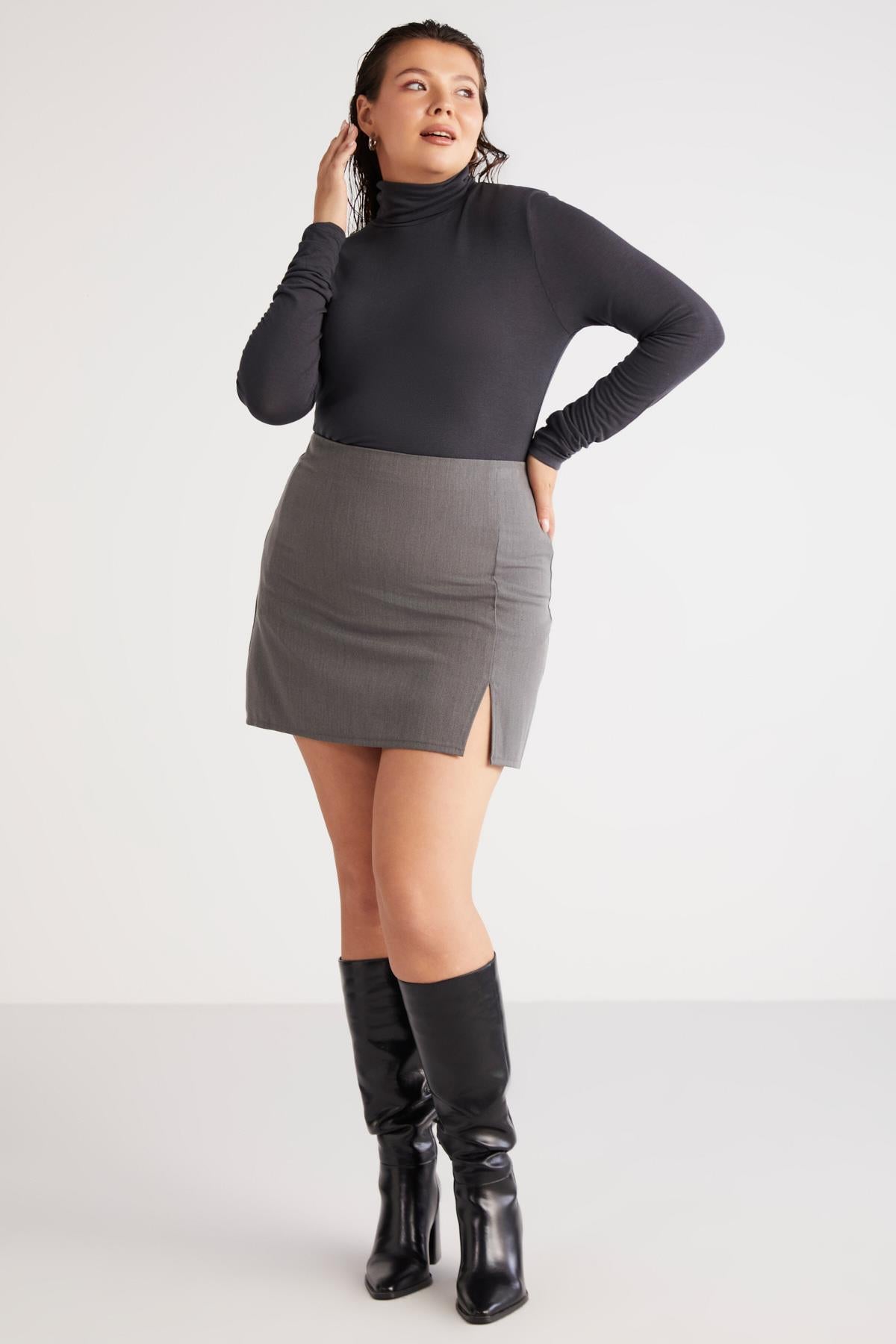 Damen Plus Size Viskose Rollkragen Bluse