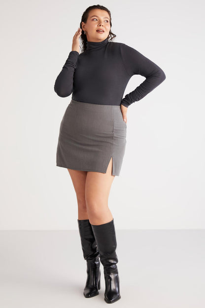 Damen Plus Size Viskose Rollkragen Bluse