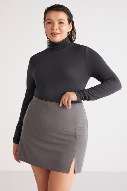 Damen Plus Size Viskose Rollkragen Bluse