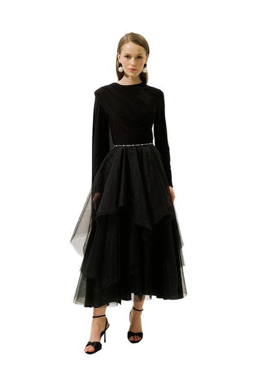 EMILIA LAUFROCK AUS TÜLL, SCHWARZ