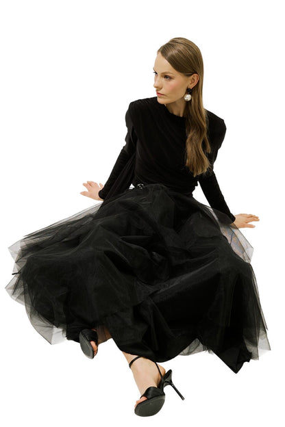 EMILIA LAUFROCK AUS TÜLL, SCHWARZ