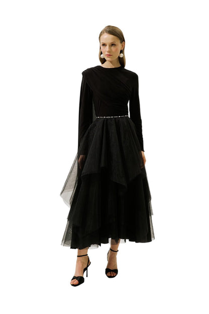 EMILIA LAUFROCK AUS TÜLL, SCHWARZ