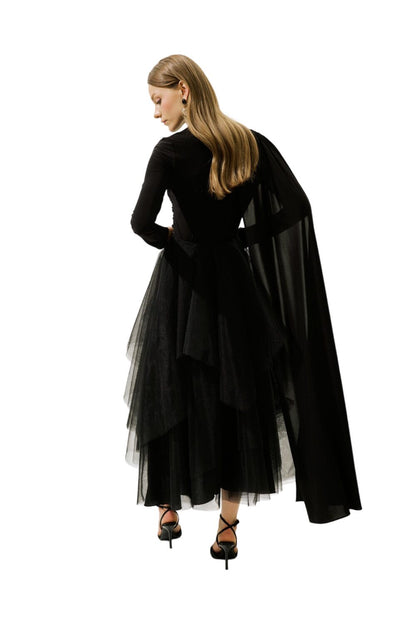 EMILIA LAUFROCK AUS TÜLL, SCHWARZ
