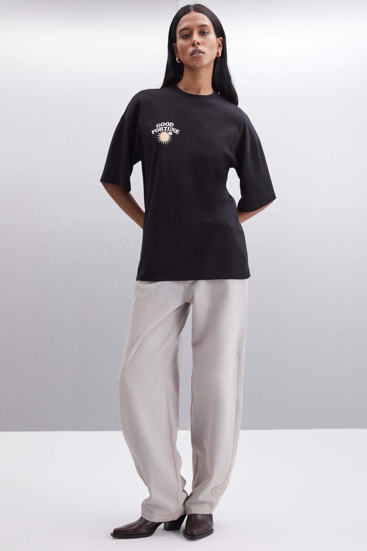 ETHIQUET ENYA Damen Oversize Bio-Shirt Schwarz