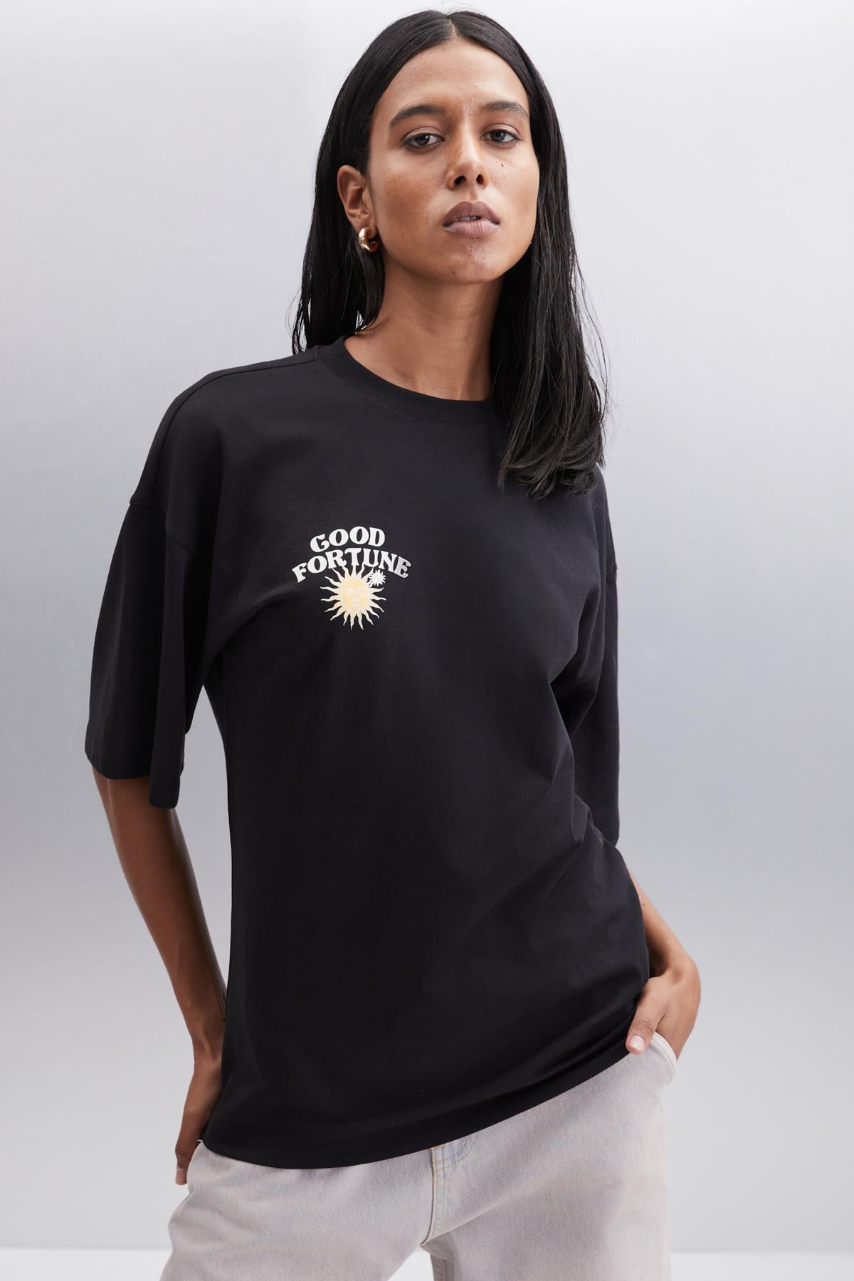 ETHIQUET ENYA Damen Oversize Bio-Shirt Schwarz