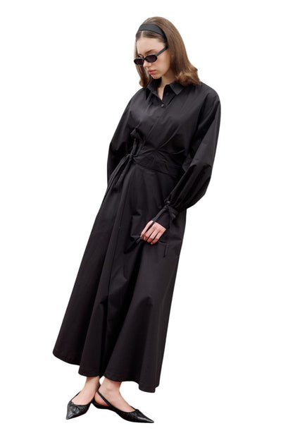 ENYA Plissiertes Hemdkleid Schwarz