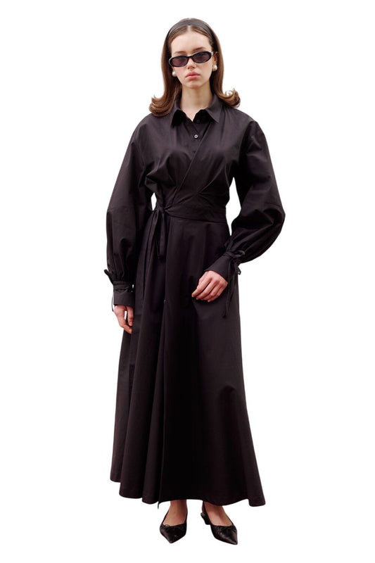 ENYA Plissiertes Hemdkleid Schwarz