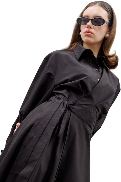 ENYA Plissiertes Hemdkleid Schwarz