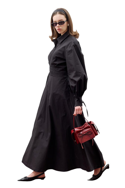 ENYA Plissiertes Hemdkleid Schwarz
