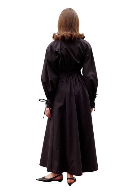 ENYA Plissiertes Hemdkleid Schwarz