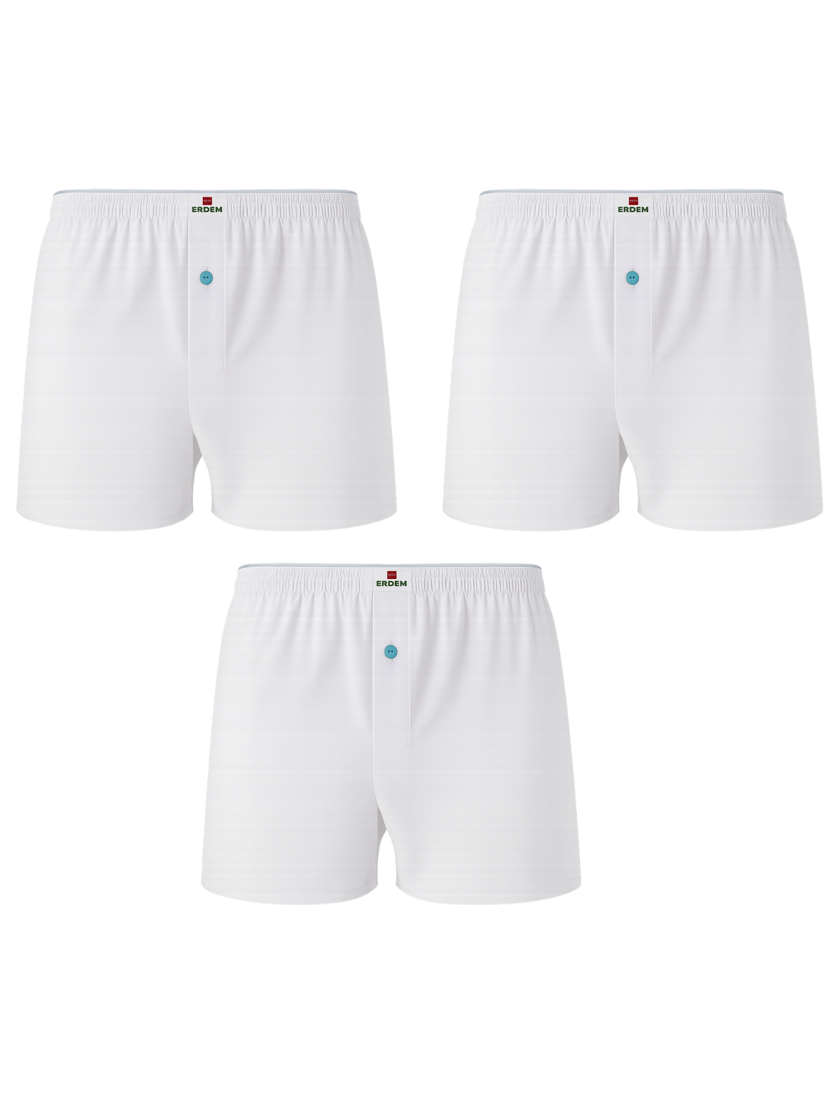 Erdem İç Giyim Erdem Weiße 3er-Pack Boxershorts aus gekämmter Baumwolle 14003 Beyaz