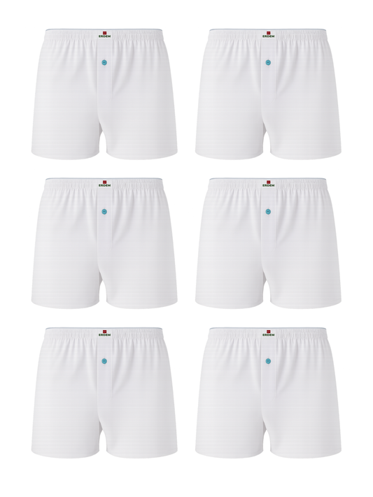 Erdem Weiße 6er-Pack Boxershorts aus gekämmter Baumwolle 14006