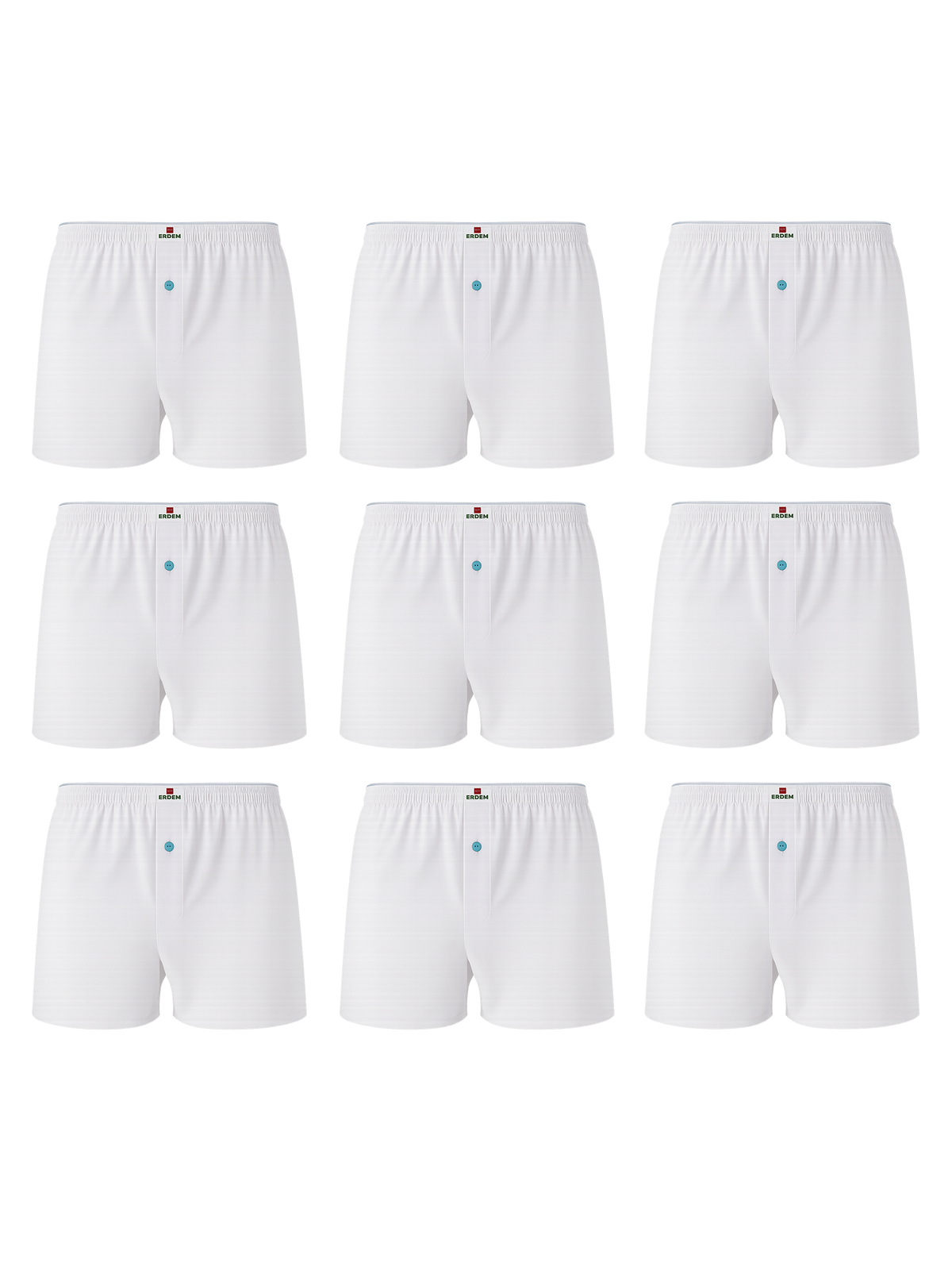 Erdem İç Giyim Erdem 9-teilige Boxershorts aus gekämmter Baumwolle, weiß, 14009 Beyaz