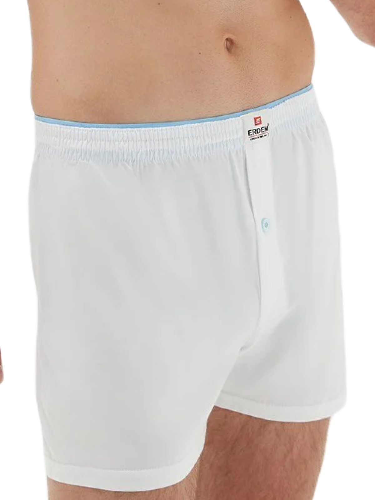 Erdem İç Giyim Erdem Weiße Boxershorts aus gekämmter Baumwolle 1400 Beyaz
