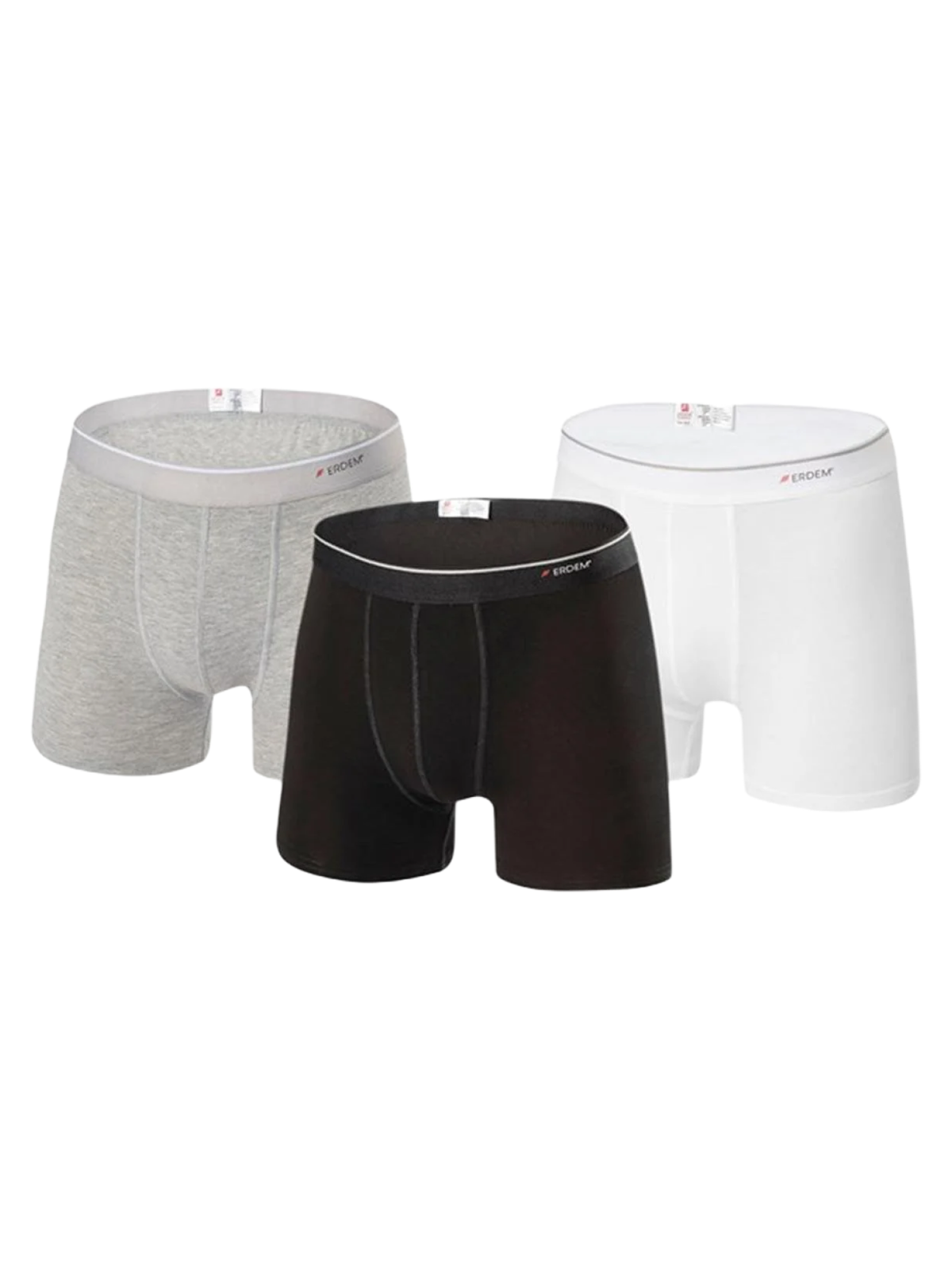 Erdem İç Giyim Erdem Schwarz-Weiß-Grau 3er-Pack Basic Boxer 1491 Çok renkli