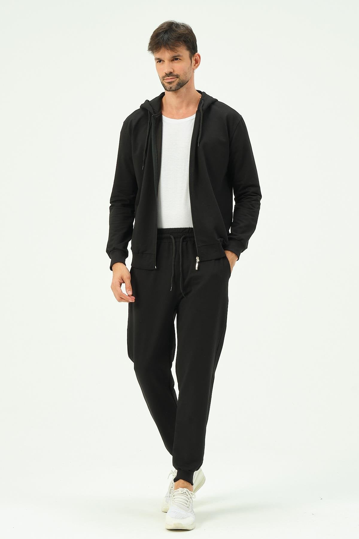 Herren Kapuzen-Zip-Front Jogger Set