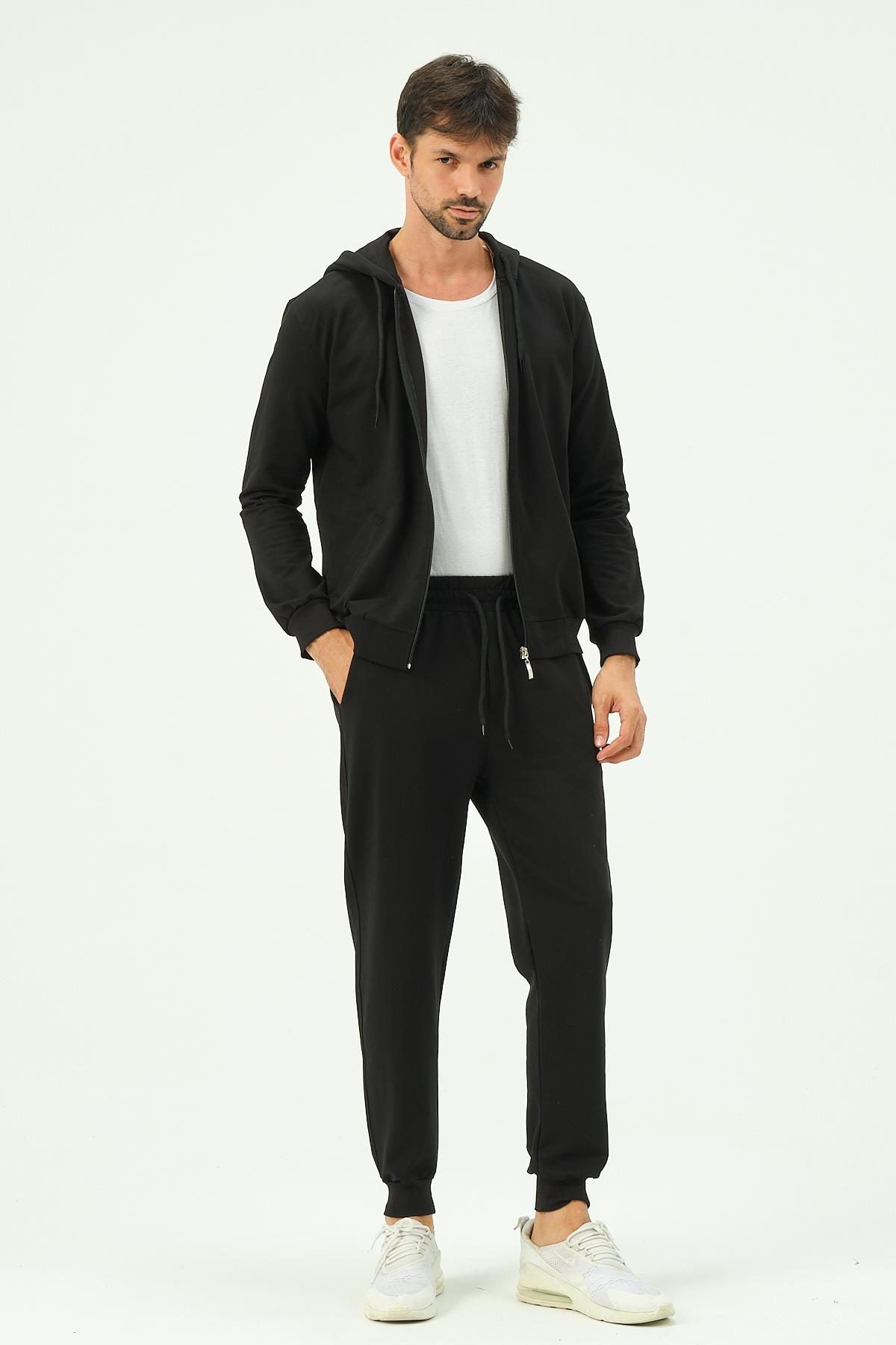 Herren Kapuzen-Zip-Front Jogger Set