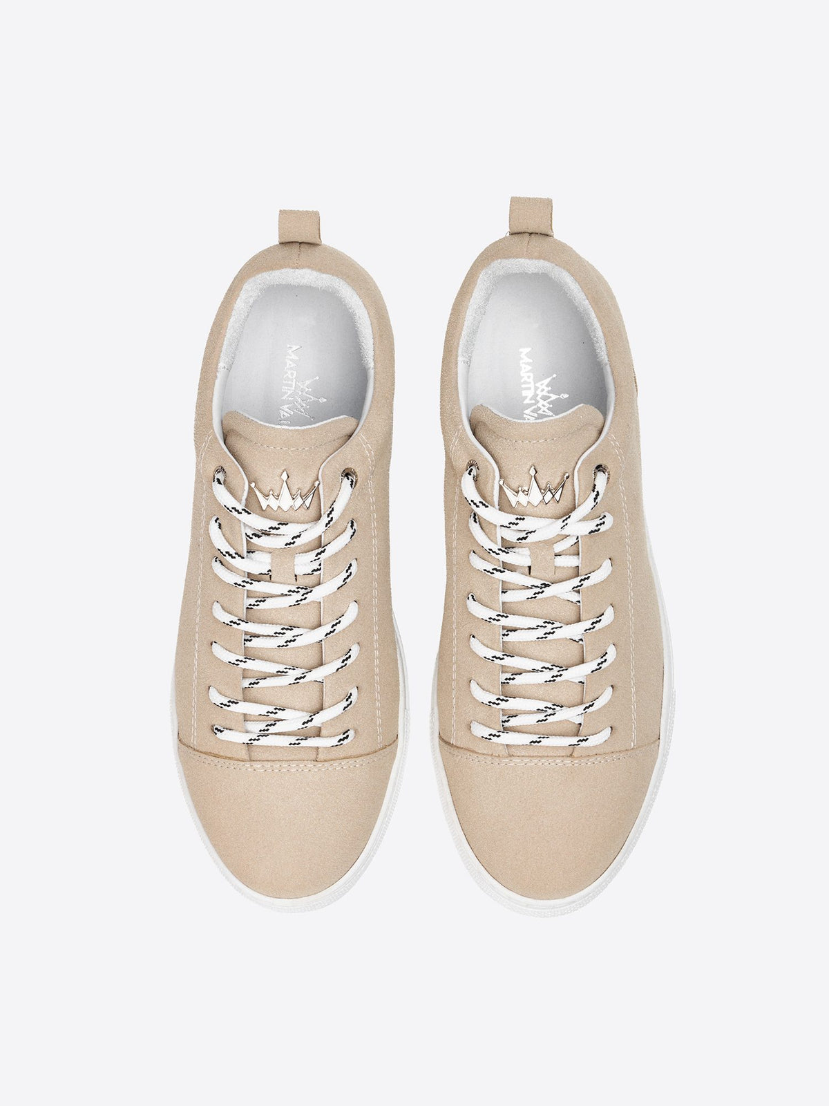 Beige Herren-Sneaker aus Wildleder, niedrig geschnitten