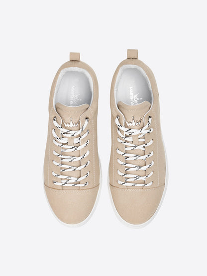 Beige Herren-Sneaker aus Wildleder, niedrig geschnitten