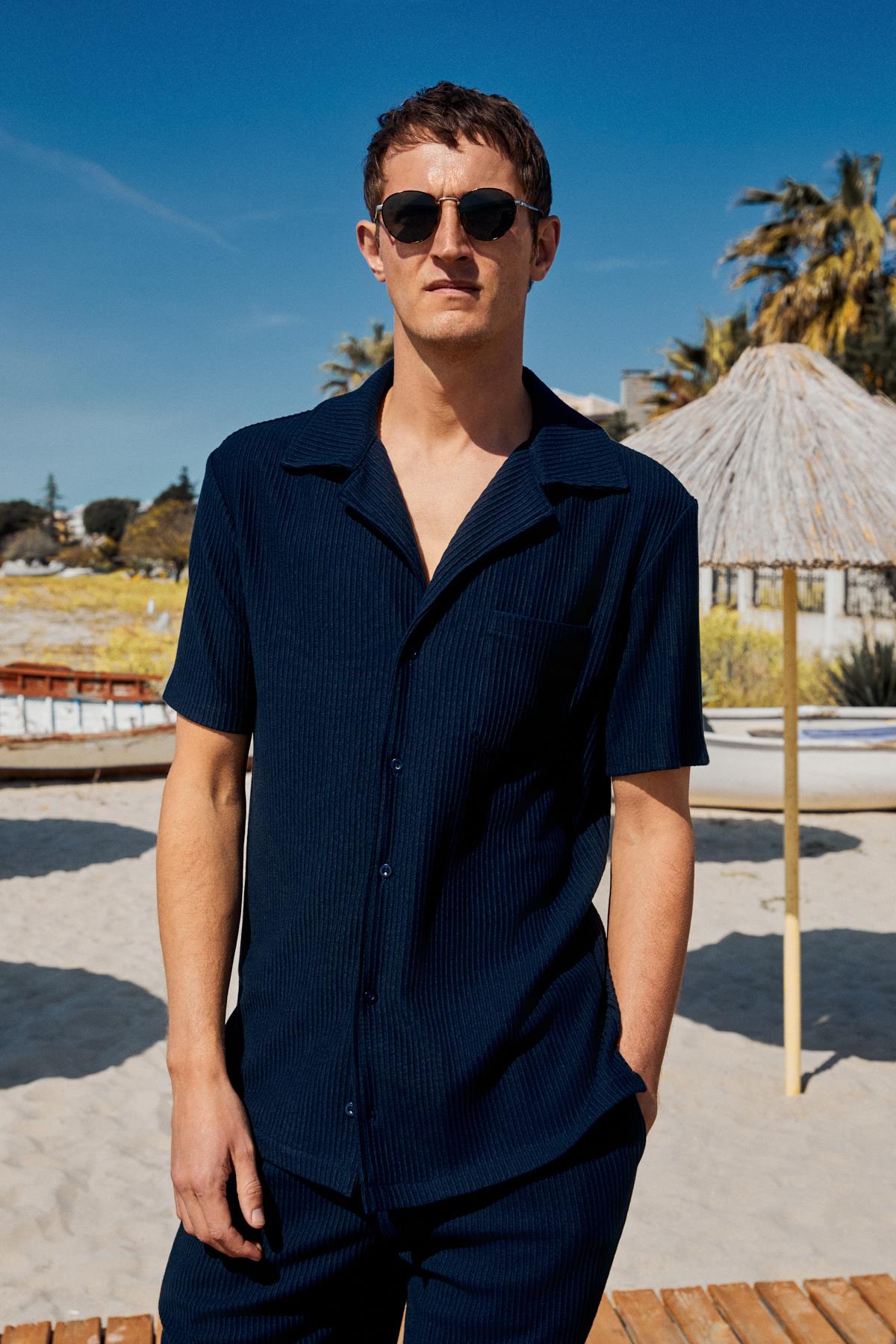 GRIMELANGE ERMANO Herren Regular Fit Hemd Marineblau
