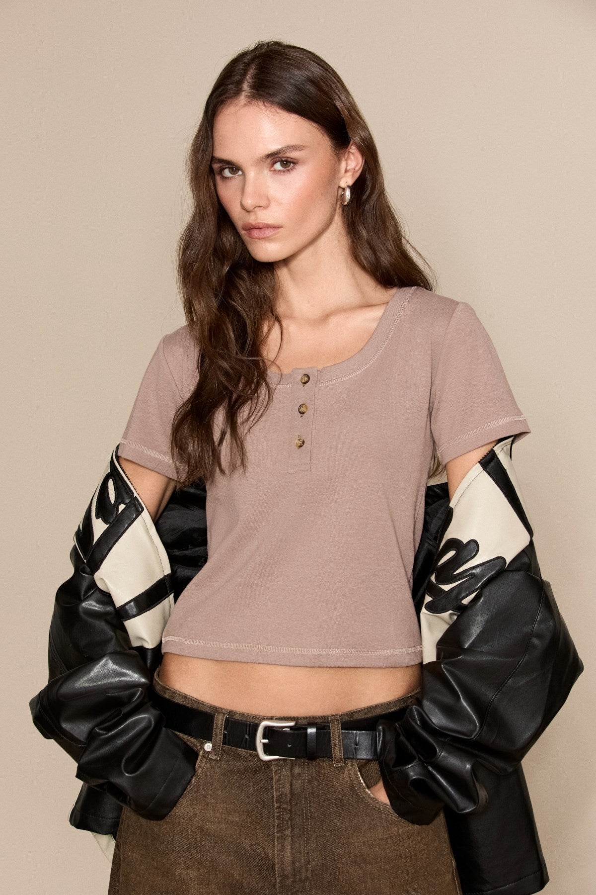 ERNESTINE Damen Knopfleiste T-Shirt