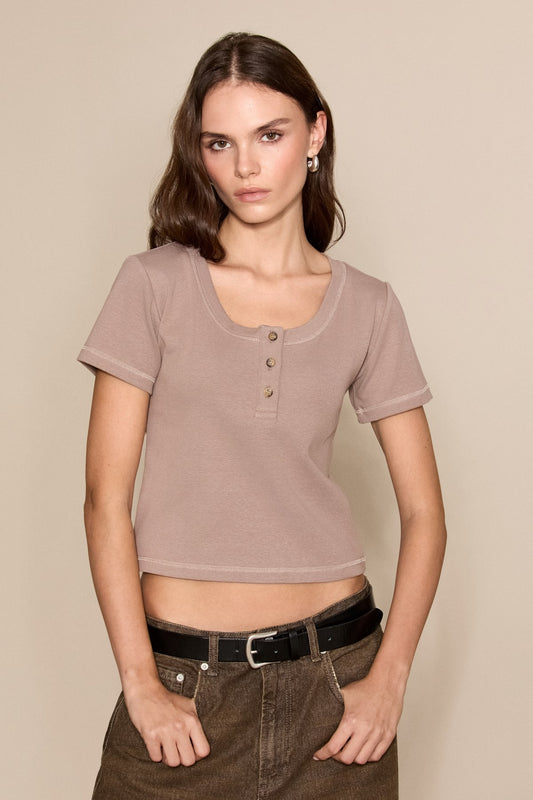 ERNESTINE Damen Knopfleiste T-Shirt