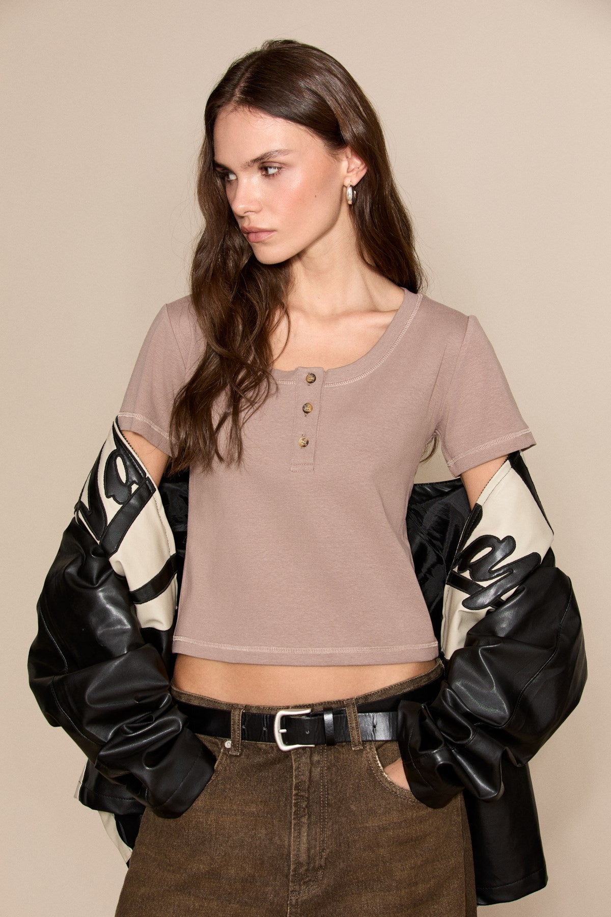ERNESTINE Damen Knopfleiste T-Shirt