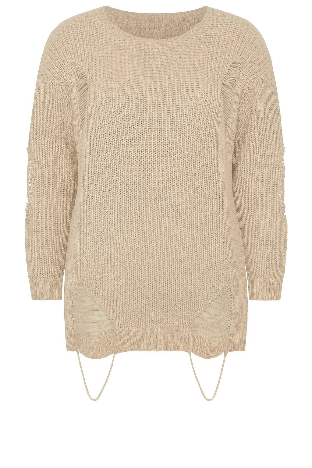 Langärmeliger Strickpullover mit Schlitzen