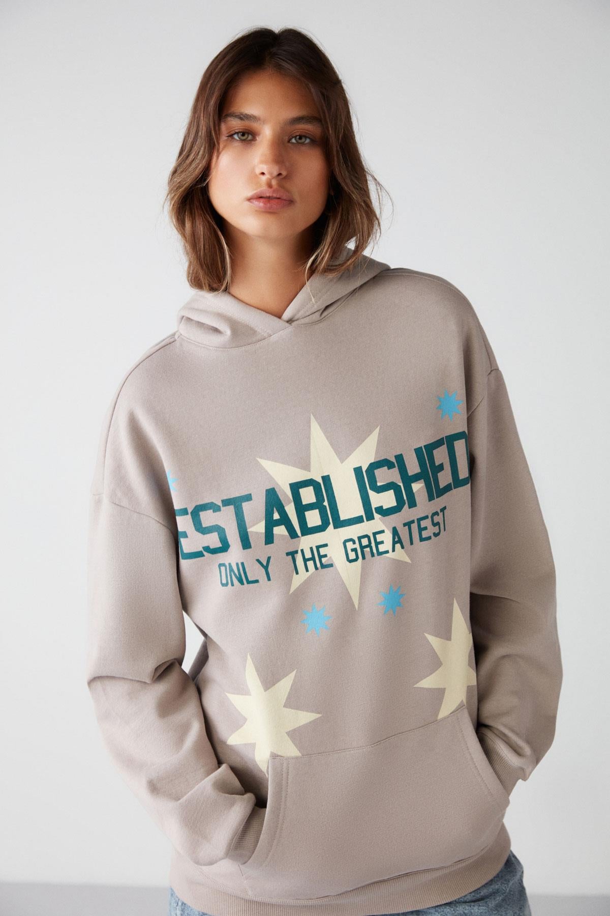 ETHIQUET Established Damen Hoodie Taupe
