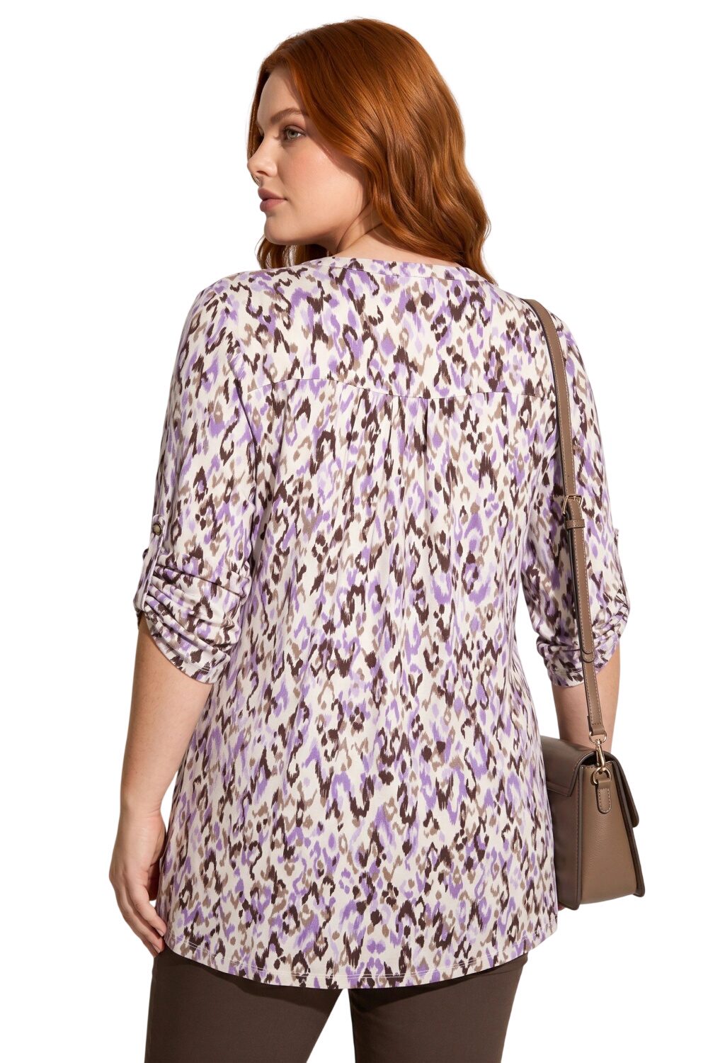 Ethno-Print V-Ausschnitt Bluse mit Knöpfen