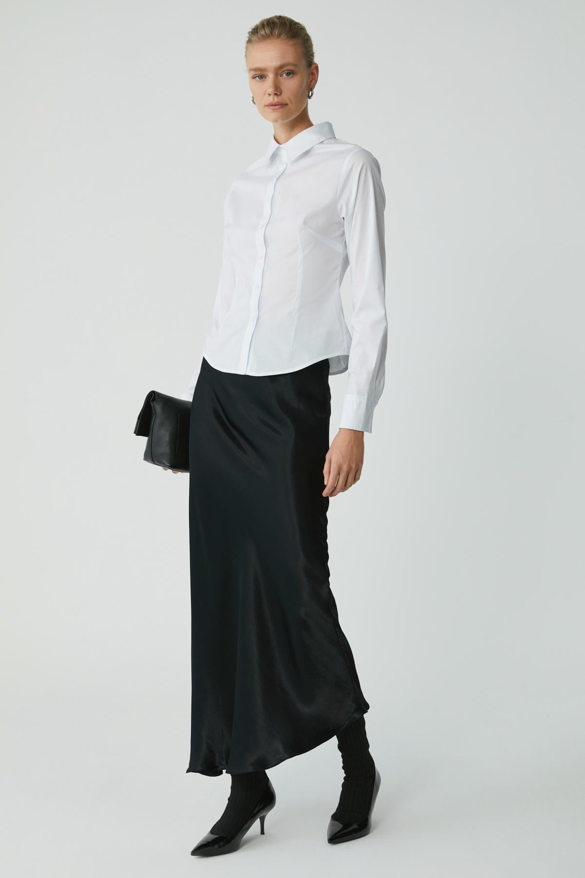 ETHIQUET EVANGELINE Slim-Fit Popeline-Hemd Weiß