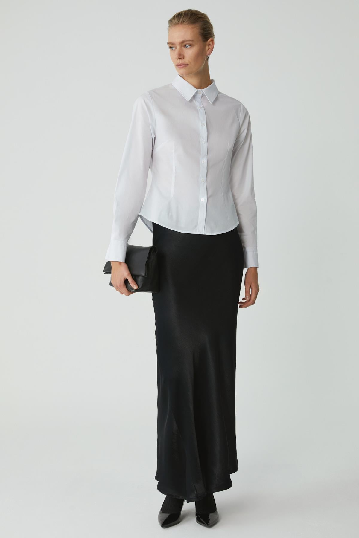 ETHIQUET EVANGELINE Slim-Fit Popeline-Hemd Weiß