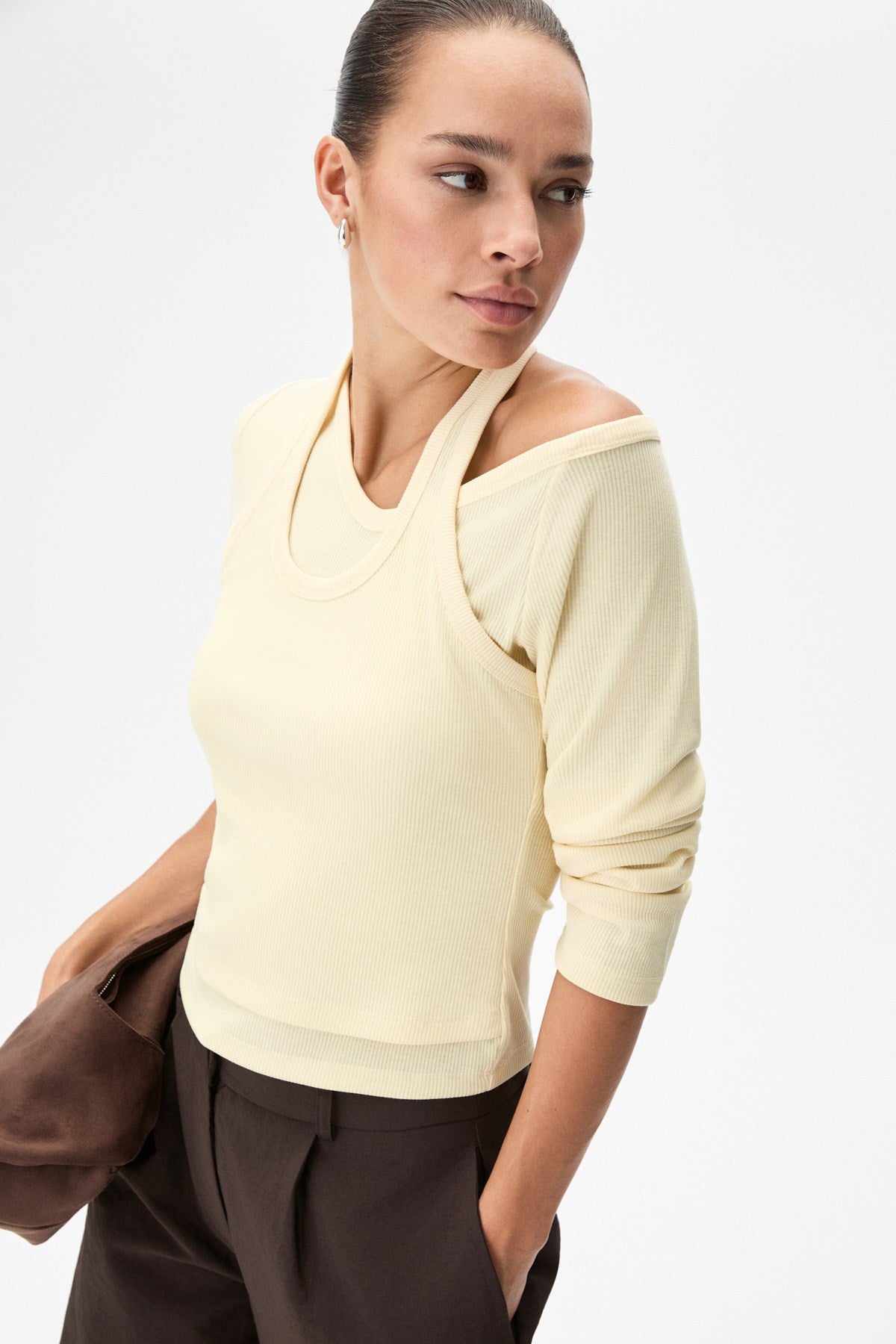 GRIMELANGE EVARA Damen Asymmetrische Bluse Gelb