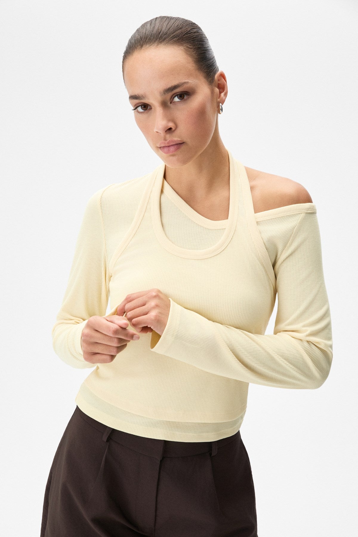 GRIMELANGE EVARA Damen Asymmetrische Bluse Gelb