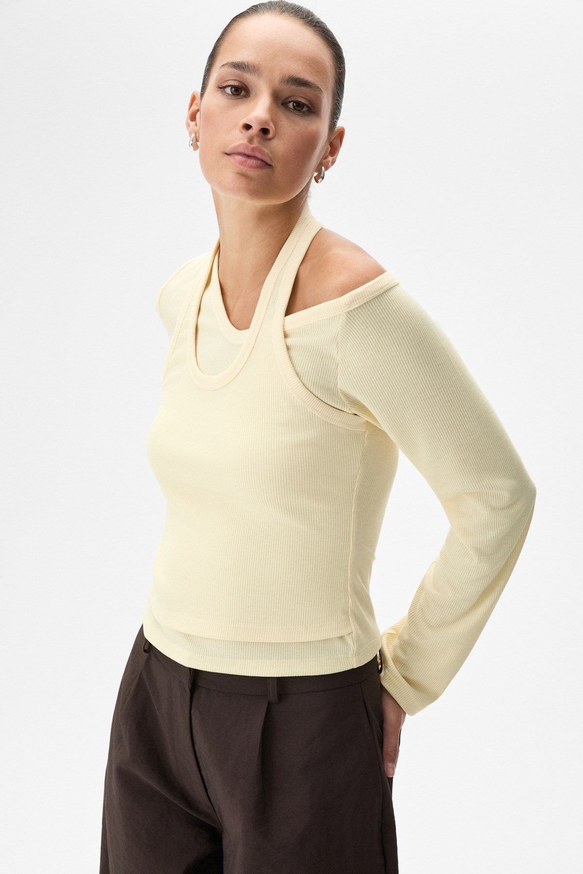 GRIMELANGE EVARA Damen Asymmetrische Bluse Gelb