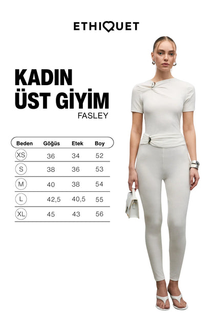 FASLEY Damen Schnalle Slim Fit Bluse