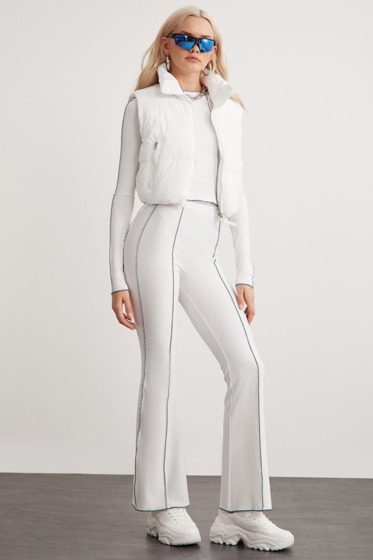 ETHIQUET FATIMA Damen Weite Strickhose Weiß