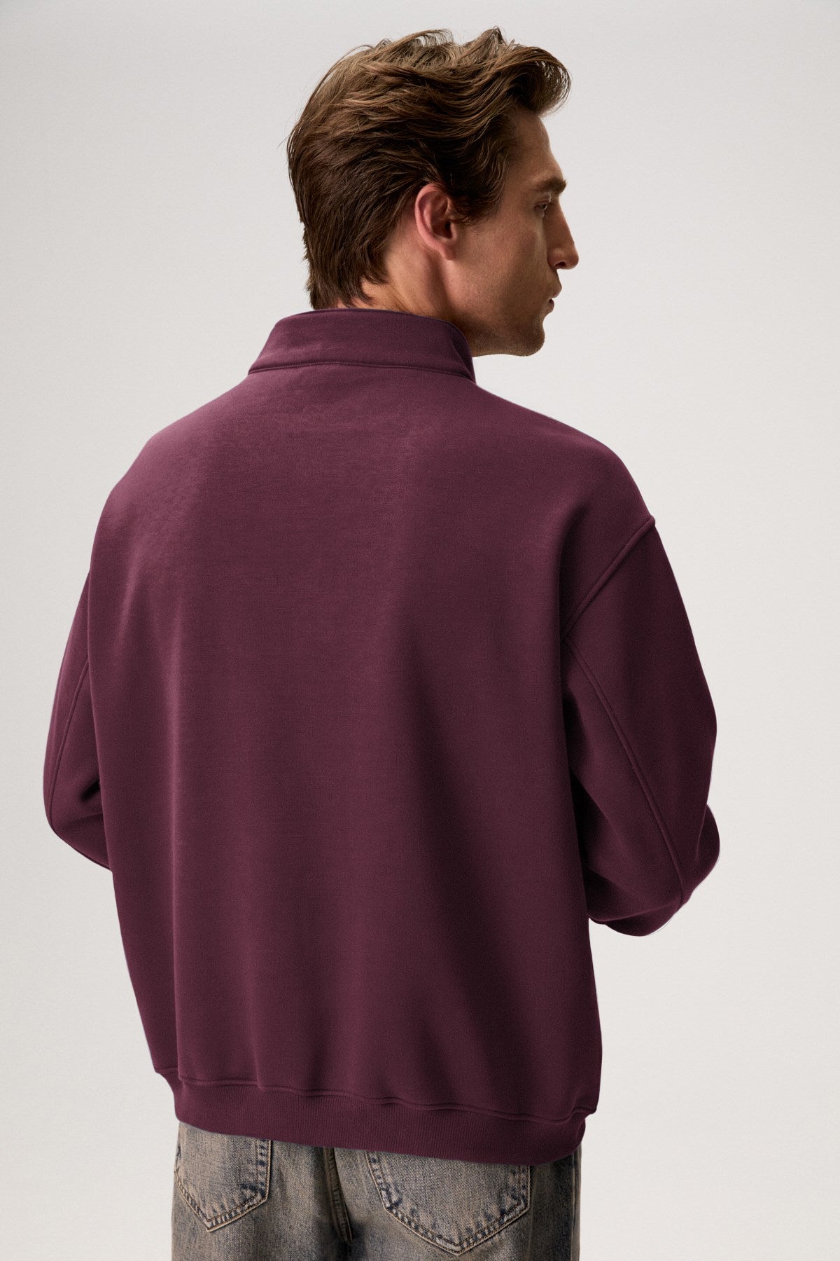 GRIMELANGE FAYED Herren Sweatshirt mit Stehkragen Bordeaux