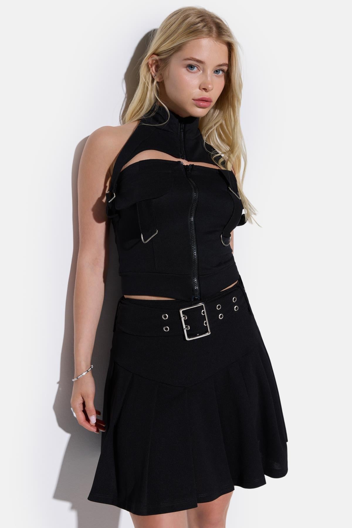 Crop-Top mit Reißverschlussdetail