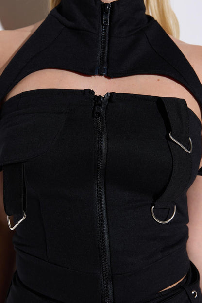 Crop-Top mit Reißverschlussdetail