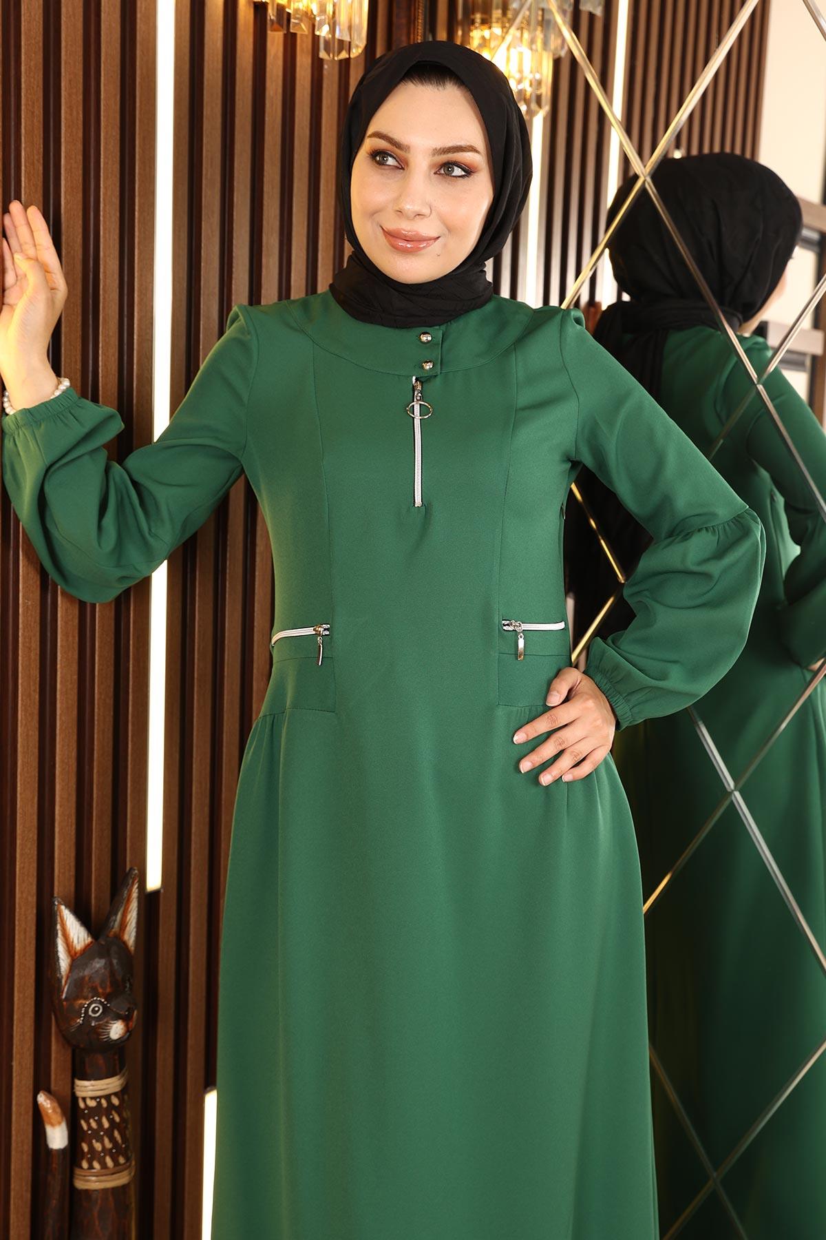 Smaragd Reißverschlusskleid - MSW10269